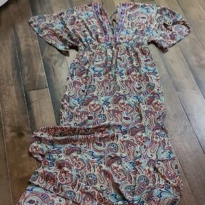 Paisley Maxi Dress with V-Neck